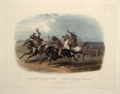 Corrida de cavalos dos índios Sioux de Karl Bodmer